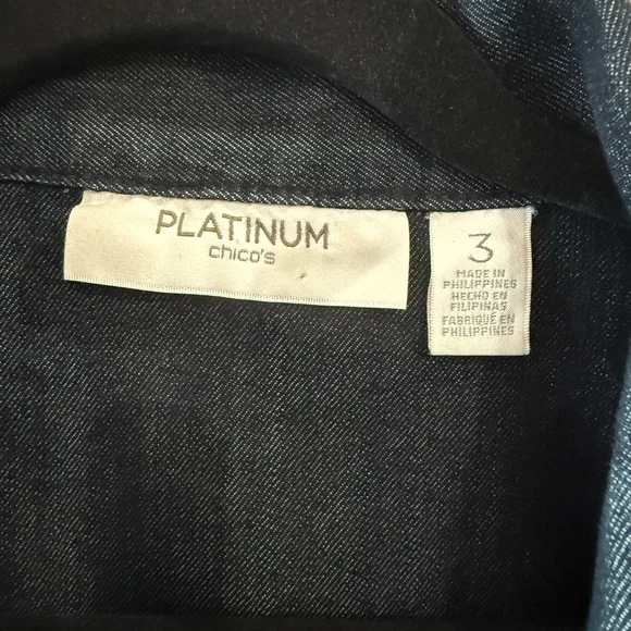 Chico's Dark Blue Embellished Denim Jacket with Blue & Purple Accents - Picture 5 of 7